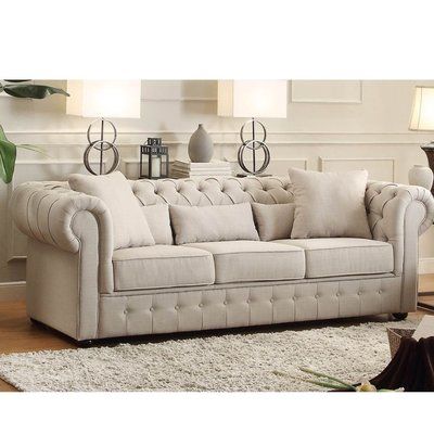 Rosdorf Park Cordova Chesterfield Sofa Upholstery Color: Beige Chesterfield Sofa Living Room, Living Room Sofa Design, Modern Houses Interior, Tufted Sofa, Living Room Collections, Living Room Remodel, Sofa Upholstery, Chesterfield Sofa, Best Sofa