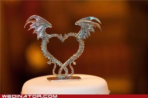 I love this!  So pretty. Dragon Wedding Cake, Unicorn Wedding, Dragon Wedding, Heart Wedding Cakes, Heart Cake Topper, Pagan Wedding, Wedding Cake Tops, Dragon Heart, Viking Wedding