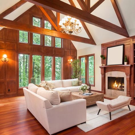 Is the trim in your living room looking a bit drab? Before you make changes, check out these 10 trends in wood trim. Dark Wood Trim, Interior Wood Trim, Cherry Wood Floors, Stained Trim, Living Room Wood Floor, Trim Ideas, Wooden Trim, Oak Trim, Apartment Decoration