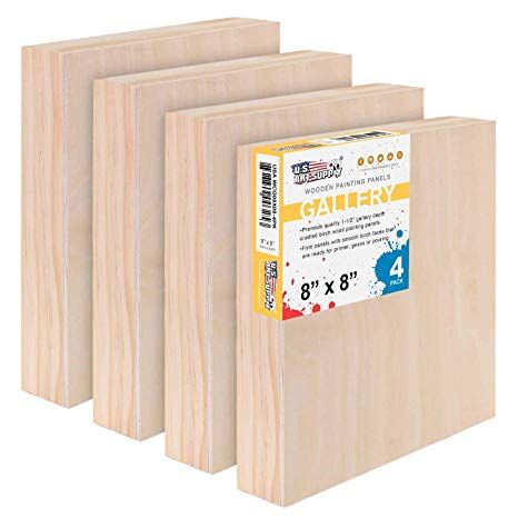 U.S. Art Supply 8" x 8" Birch Wood Paint Pouring Panel Boards, Gallery 1-1/2" Deep Cradle (Pack of 4) - Artist Depth Wooden Wall Canvases - Painting Mixed-Media Craft, Acrylic, Oil, Encaustic Encaustic Collage, Wood Cradle, Surface Art, Mixed Media Crafts, Wooden Painting, Wall Canvas Painting, Paint Pouring, Wood Paint, Creative Arts And Crafts