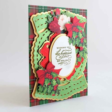 Anna Griffin Christmas Cards, Anna Griffin Inc, Anna Griffin Christmas, Merry Christmas Cards, Flower Dies, Anna Griffin Cards, Fall Flower, Christmas Greenery, Card Making Kits