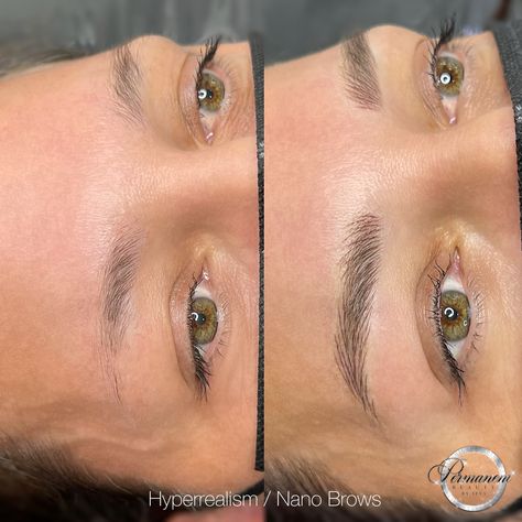 Bushy Microbladed Eyebrows, Natural Brow Tattoo, Micro Blading Eyebrows Natural, Natural Eyebrow Tattoo, Subtle Microblading, Nano Blading Eyebrows, Micro Bladed Eyebrows, Nano Brows Before And After, Micro Blading Eyebrows