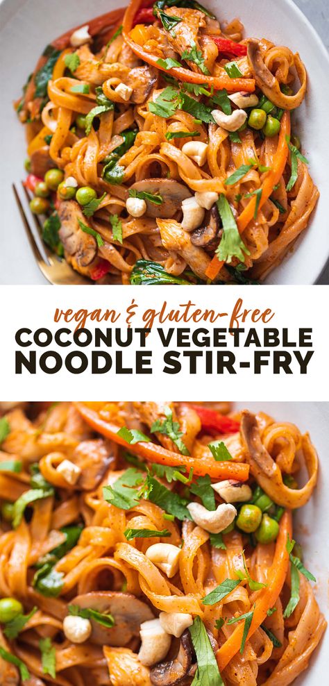 Creamy Coconut Sauce, Vegetable Noodle, Vegan Stir Fry, Asian Noodle Recipes, Vegetable Noodles, Asian Vegetables, Vegan Coconut, Sweet Potato Noodles, Coconut Sauce