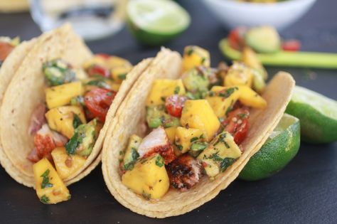 Mahi Mahi Fish Tacos with Chipotle Mango Salsa - Half Baked Harvest Mahi Mahi Fish Tacos, Mahi Tacos, Mahi Mahi Fish, Mahi Mahi Tacos, Mahi Fish, Half Baked, Half Baked Harvest, Think Food, Mango Salsa