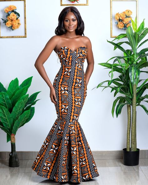 The PRESTIGE GOWN 👑 Prom Dress African, African Prom Dress, African Mermaid, Ankara Long Gown, Ankara Long Gown Styles, Ankara Dress Styles, African Prom Dresses, Ankara Gowns, Dress Ankara