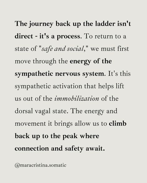 🔍 Understanding Our Nervous System Through the "Polyvagal Ladder" 🧠💡 Our autonomic nervous system operates like a highly coordinated team with three key players, engaging and recovering in a specific sequence. Let’s explore the "Polyvagal Ladder," a concept by Dr. Stephen Porges, made practical by Deb Dana. 1️⃣ Ventral Vagal Complex - This is the part of the parasympathetic branch that’s all about social engagement, connection, and safety. 🌟 THIS FEELS LIKE: Joy, connection, creativity, pla... Polyvagal Ladder, Dorsal Vagal Shutdown, Ventral Vagal, Dorsal Vagal, Stephen Porges, Nurse Coach, Feeling Unsafe, Freeze Response, Sympathetic Nervous System