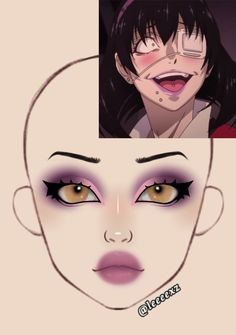 Gengar Inspired Makeup, Gengar Makeup, Anime Makeup Ideas, Pony Makeup, Anime Eye Makeup, Eyeshadow Colors, Face Charts, Anime Makeup, Makeup Face Charts