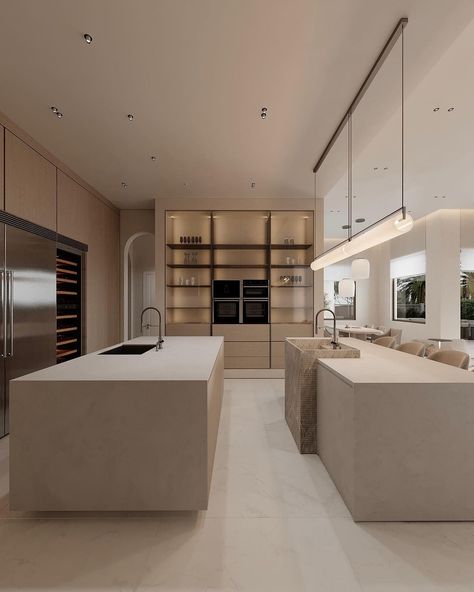 Type: Private Villa, 1000 m2 Location: USA Year: 2023 Make sure the layout encourages conversation and relaxation, and remember to… | Instagram Crate And Barrel Kitchen, Big Modern Kitchen, Big Kitchen Ideas, Big Kitchen Design, White Kitchen Interior Design, Luxury Kitchen Island, Minimal Kitchen Design, Skylar Grey, Modern Minimalist Kitchen