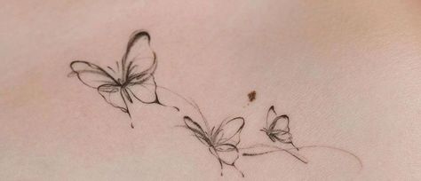 Butterflies Turned To Dust Tattoo, Wispy Butterfly Tattoo, Inner Elbow Tattoos, Nape Tattoo, Abstract Tattoo Ideas, Butterfly Back Tattoo, Upper Back Tattoos, Flower Tattoo Shoulder, Petite Tattoos