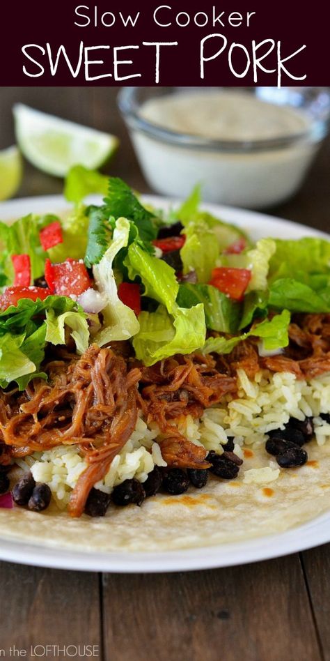 Cafe Rio Recipes, Cafe Rio Sweet Pork Recipe, Cafe Rio Pork, Sweet Pork Recipe, Pork Taco, Pork Crock, Cafe Rio, Latin Recipes, Pork Salad