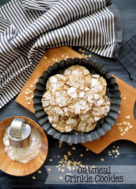 Joyously Domestic: Oatmeal Crinkle Cookies Christmas Crinkle Cookies, Crinkles Recipe, Chewy Oatmeal Cookies, Crinkle Cookies Recipe, Oatmeal Cookies Chewy, Cooking Cookies, Joyful Life, Crinkle Cookies, Crafts And Diy