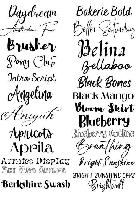 Writing Fonts For Tattoos, Name Fonts Design Lettering, Thick Font Tattoo, Names In Different Fonts, Script For Tattoos, Different Fonts For Tattoos, Pretty Fonts Alphabet, Tattoo Writing Fonts, Tattoo Word Fonts