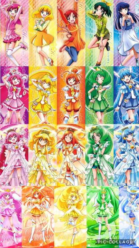 Smile precure all form Emily From Glitter Force, Smile Precure Fanart, Precure Characters, Glitter Force Doki Doki, Precure Anime, Glitter Force Characters, Magical Anime, Glitter Lucky, Smile Precure