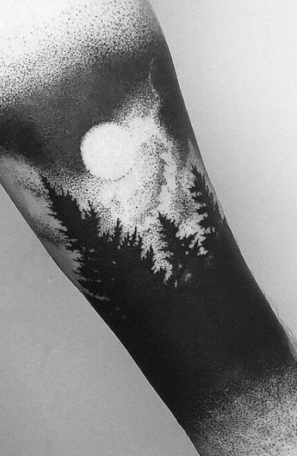 Art in every detail. Our geometric tattoos are not just patterns; they're a way to express your uniqueness and individuality through aesthetics and forms. Let our designs inspire you to create your unique image. Dark Forest Tattoo, Tree Line Tattoo, Legs Tattoos, Forearm Cover Up Tattoos, Cover Up Tattoos For Men, Geometric Mountain Tattoo, Cool Nature, Nature Tattoo Sleeve, Black Tattoo Cover Up