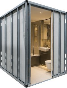 Superlight Steel Frame | Bathsystem Outdoor Toilet Design, Porta Cabin, Modular Bathrooms, Bathroom Containers, Bathroom Design Small Modern, Modular Housing, Sandwich Panel, Outdoor Bathrooms, Box Houses