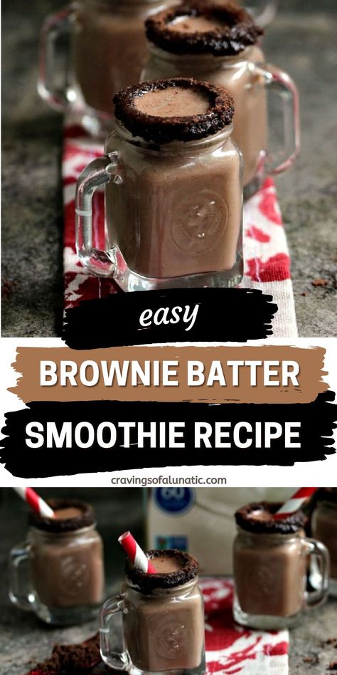 Collage image featuring two photos of brownie batter smoothies served in mason jar shot glasses. Simple Eats Recipes, Clean Simple Eats Recipes, Clean Simple Eats, Quick Snack, Brownie Batter, Smoothie Recipe, Quick Snacks, Best Chocolate, Kid Friendly Meals