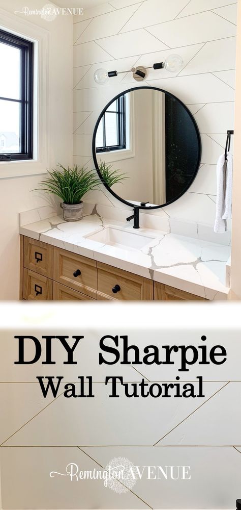 Easy Geometric Sharpie Wall Tutorial - Remington Avenue Sharpie Wallpaper Diy, Gold Sharpie Wall, Diy Sharpie Wall, Remington Avenue Home, Paint Patterns On Wall Diy, Diy Geometric Wall, Sharpie Wall, Diy Sharpie, Home Remodeling Diy