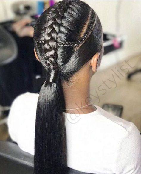 39 Crazy Braided Ponytail Hairstyles - Curly Craze Trend Hairstyles, French Braid Ponytail, Dunner Wordend Haar, Braids Ideas, Black Ponytail Hairstyles, Goddess Braids Hairstyles, Beautiful Braided Hair, Easy Hairstyles For Medium Hair, Braided Ponytail Hairstyles