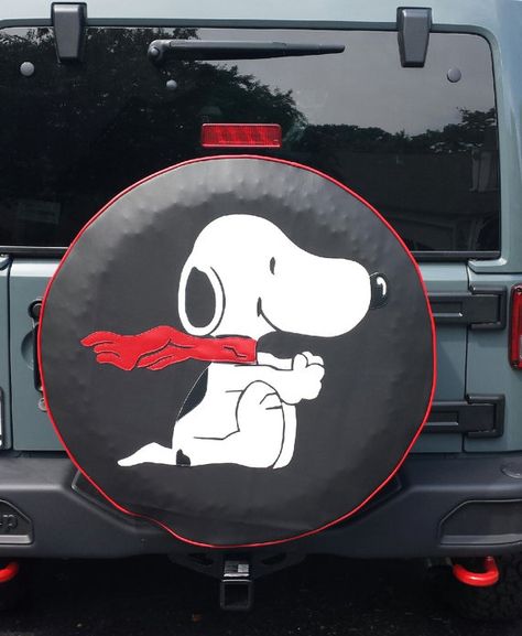 Birthday Snoopy, Jeep Spare Tire Covers, Cool Car Stickers, Jeep Things, Dog Car Accessories, Jeep Wheels, Jeep Tire Cover, Jeep Ideas, Jeep Jeep