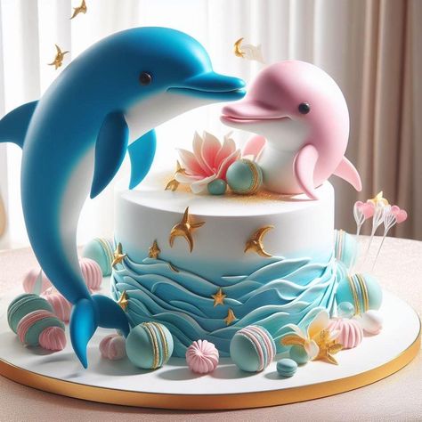 Dolphin Cake, Dolphins Cake, Dolphin Cake Birthday, Dolphin Themed Birthday Cake, Underwater Birthday Cake, Dolphin Dessert, Mermaid And Dolphin Cake, Birthday Cake Dolphin, Dolphin Birthday Cakes