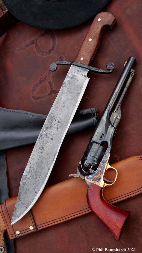 Cowboy Gear, Tactical Gear Loadout, Cool Knives, Bowie Knife, Detroit Michigan, Old West, High Carbon Steel, Leather Sheath, Tactical Gear