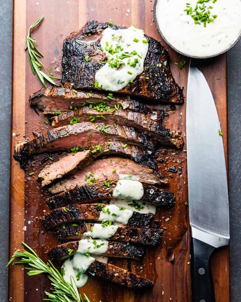 Bavette Steak - Britney Breaks Bread Bavette Steak Recipes, Beef Bavette Recipe, Flap Steak Recipes, Best Flank Steak, Creamy Garlic Butter Sauce, Bavette Steak, Flap Steak, Steak Doneness, Whiskey Sauce