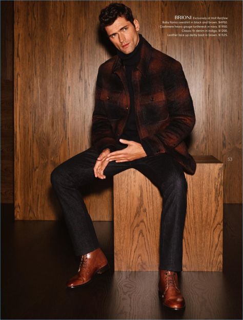 Sean Opry Photoshoot, Sean Opry, Sean O'pry Photoshoot, Gucci Coat, Holt Renfrew, Sean O'pry, Male Poses, Mens Outerwear, Mens Casual Outfits