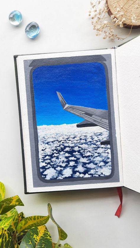 Aeroplane Window Painting, Aeroplane Drawing, Aeroplane Painting, Car Window Paint, Aeroplane Window, Sky Art Painting, Interior Architecture Drawing, Artistic Pictures, Travel Painting