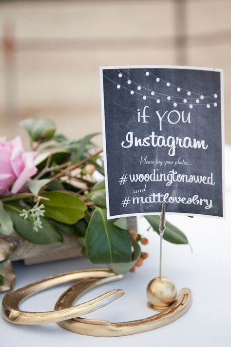 During cocktail hour, share your wedding hashtag and encourage guests to tag their photos. | Tana Photography Purple Wedding Centerpieces, Rustic Glam Wedding, Wedding Horseshoes, Horse Wedding, Idaho Wedding, Wedding Hashtag, Wedding Planning Guide, Rustic Glam, Glam Wedding