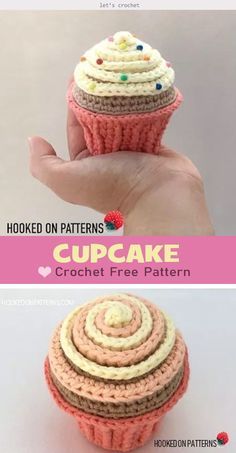 Cupcake Crochet, Hand Video, Crochet Pincushion, Cushion Crochet, Art Knitting, Cupcake Pattern, Crochet Cake, Crochet Cupcake, Confection Au Crochet