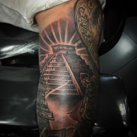 Aztec Pyramid Tattoo Design, Aztec Pyramid Tattoo, Pyramid Tattoos, Mexican Symbols, Eye Tattoo Meaning, Aztec Tattoos Sleeve, Pyramid Tattoo, Aztec Pyramids, Tattoos With Deep Meaning