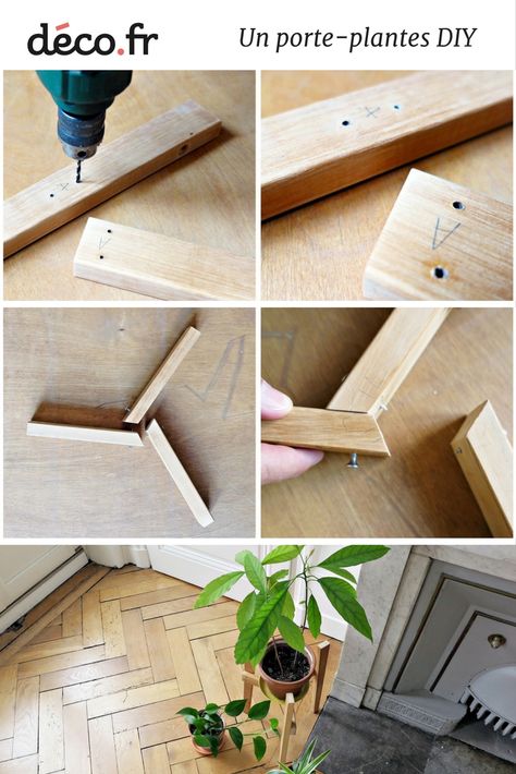 Tuto : fabriquer un support porte-plantes très facilement Support Pour Plante, Woodworking Bench Plans, Support Plante, Diy Plant Stand, Plant Stand Indoor, House Plants Decor, Woodworking Furniture, Diy Plants, Easy Home Decor