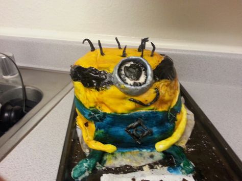 Minion cake - nailed it lol Cakes Gone Wrong, Minions Cake, Minion Cake, Gone Wrong, Nailed It, Live Long, Cute Cakes, Minion, Cupcake Cakes