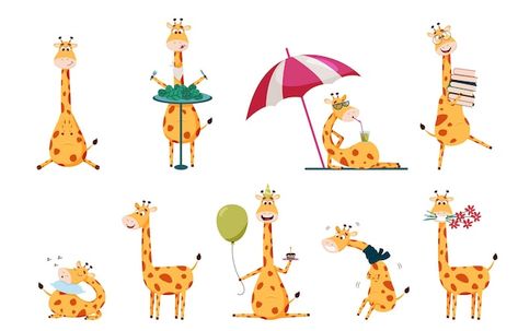 Giraffe Character Design, Giraffe Sleeping, Giraffe Illustration, Book Illustration Design, Cute Giraffe, Animal Posters, Giraffes, Children Illustration, Book Illustration