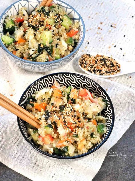 Quinoa Sushi Salad | Homemade & Yummy Deconstructed Sushi, Salad Homemade, Sushi Salad, California Roll, Pescatarian Recipes, Work Lunch, Salad Side Dishes, Quinoa Recipes, Ww Recipes