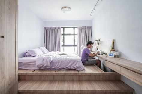 8 Japanese-style Homes to Give MUJI a Run for Their Money | Qanvast Bedroom Storage Solutions, Japanese Style Bedroom, Design Ložnic, Small Bedroom Interior, Japanese Bedroom, Tatami Room, Condo Interior Design, Small Room Design Bedroom, Bed Platform