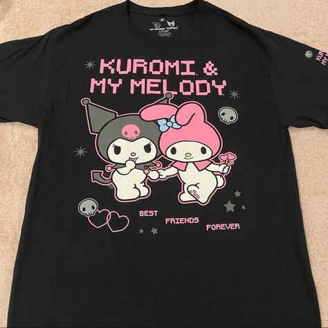 Kuromi and My Melody Pixel Shirt Kuromi Shirt Design, Sanrio Fashion Men, My Melody Shirt, Kuromi Shirt, Kuromi T Shirt, My Melody Outfit, Kuromi Outfit, Sanrio Items, Kuromi And My Melody