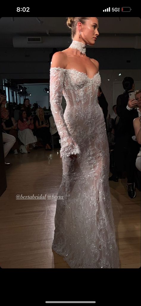 Runway Wedding Dress Couture, Dolce Vita Wedding Dress, Wedding Dress Glamorous, Body Con Wedding Dress Lace, Bedazzled Wedding Dress, Ronalina Bridal, Middle Eastern Wedding Dress, Siren Wedding Dress, Wedding Dress Dancing