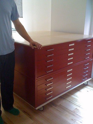 Flat File Cabinet, Art Studio Storage, Design Studio Workspace, Supply Organization, File Ideas, Flat File, Studio Storage, Studio Workspace, Flat Files