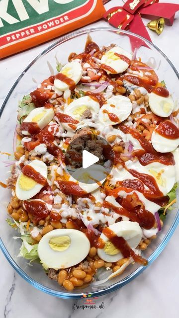 47K views · 2.8K likes | Frimpomaa ~ The Food Connoisseur on Instagram: "🎄FOODMAS DAY 13 🎄 ~ Classic Ghanaian Salad .   One thing about Ghanaian salad is , it is loaded !!!   A typical one has ✅ Vegetables Sardine  Corned beef  Eggs  Baked beans  Ketchup  Mayonnaise/ salad cream   #fyp #viralvideos #ghanaianfood #ghanaianfoodnetwork #foodblog9javideos #foodblogger #viralvídeo #foodreels #africanfood #naija #naijafoodie #explore #accraliving #streetfood #kumasi #accraghana #accraghana🇬🇭 #saladrecipe #foodmas" Ghana Salad Recipe, Ghanaian Salad, Ghana Salad, Mayonnaise Salad, Ghanaian Food, African Foods, Salad Cream, December 13, Baked Eggs