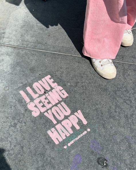 i found this cute, uplifting pink quote while strolling around on abbot kinney in venice, california. it instantly made me happy! more photos like this on my instagram @nixieincolor. Motivational Quotes Positive Pink, Sidewalk Quotes, Happy Vibes Aesthetic, Seeing You Quotes, Balloon Quotes, Sparkle Quotes, Positive Wallpapers, Abbot Kinney, Venice California