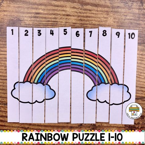 Making Rainbows Preschool, Rainbow Math Preschool, Rainbow Activities 3rd Grade, Rainbow Language Activities Preschool, Rainbow Counting Preschool, Rainbow Puzzle Printable, Rainbow Math Kindergarten, Pride Activities For Preschool, R Is For Rainbow Preschool