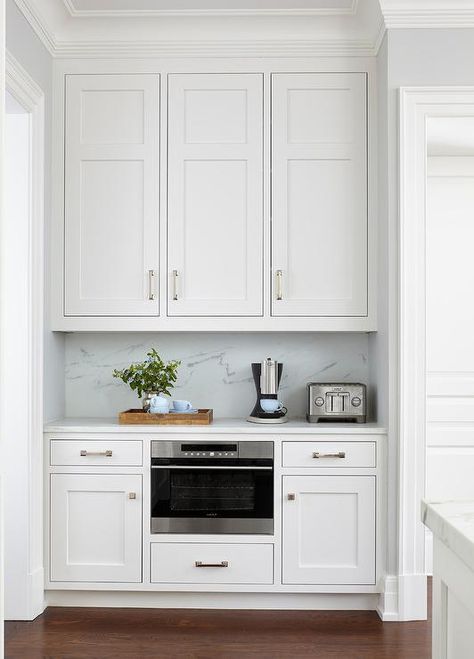 Small Butler Pantry Nook - Transitional - Kitchen Sink Area Decor, Pantry Nook, Breakfast Bar Small Kitchen, Large White Kitchen, Butlers Pantry Ideas, Kitchen Sink Area, Kitchen Cabinets And Backsplash, Small Kitchen Pantry, Bar Nook