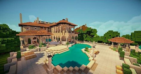 Minecraft mansion from @minecr4ft_biome Beach Mansion Minecraft, Minecraft Mansions, Minecraft Blueprint, Minecraft Beach, Minecraft Beach House, Villa Minecraft, Mansion Minecraft, Minecraft Modern City, Modern Minecraft