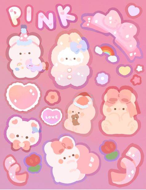 https://pbs.twimg.com/media/EoyoPYTU0AUQtk8?format=jpg&name=large Seni Resin, Korean Stickers, Stickers Kawaii, Sticker Template, Scrapbook Stickers Printable, Bullet Journal Stickers, Sticker Cute, Kawaii Stickers, Sticker Ideas