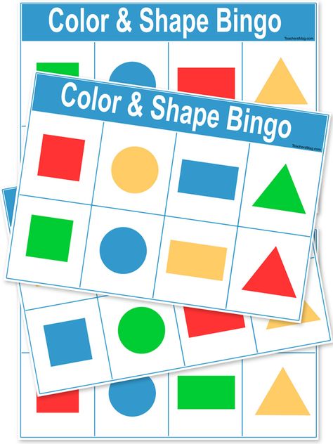 This fun Bingo game is sure to be a hit with young learners!  We are for Teachers only! We support the free exchange of ideas via our teachers publishing about their experiences, making personal blog posts, and welcome the discussion of crafts and the materials they need. Color Bingo For Preschool, Shape Family Craft, Preschool Bingo Printables Free, Shape Bingo Preschool Free Printables, Teaching Shapes Preschool Lesson Plans, Color Bingo Free Printable, Preschool Shape Games, Color And Shape Activities For Preschool, Shape Sorting Activities Preschool