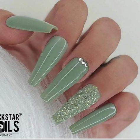 Green Fall Nails, Sage Green Nails, Green Acrylic Nails, Fake Nails Designs, Green Nail Designs, Coffin Shape Nails, Enhance Your Beauty, Prom Nails, Coffin Nails Designs