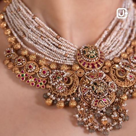 Step into a realm of regal splendor with our heritage jewellery, where the echoes of history resonate in every intricate detail. Discover the magic of heritage, reinvented for the modern soul. . . #JewelPlus #jewelplusbride #weddingjewellery #jewelplusahmedabad #heritagejewellery #craftedjewellery #necklaces #luxurylifestyle #heritagecollection #indianjewels #jewelrydesign #jewelrydesigner #gold #goldjewelry Gold Jwellery Design Indian Jewelry, Choker Design, Bridal Jewellery Inspiration, Indian Wedding Jewelry Sets, Traditional Necklace, Bridal Necklace Designs, Gold Jewels Design, Neck Pieces Jewelry, Designers Jewelry Collection