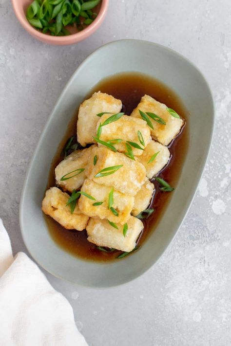 Make Ahead Tofu Recipes, Agedashi Tofu Air Fryer, Tofu Side Dish Recipes, What To Serve With Sushi, Tofu Side Dish, Agedashi Tofu Recipe, Agedashi Tofu, Asian Side Dishes, Cooking Mama