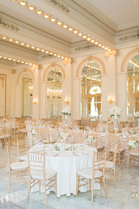 Gorgeous blush and gold decor White Linens, Hotel Ballroom, Beautiful Wedding Reception, Elegant Wedding Reception, Wedding Hall, Ballroom Wedding, Glam Wedding, Wedding Reception Decorations, Trendy Wedding